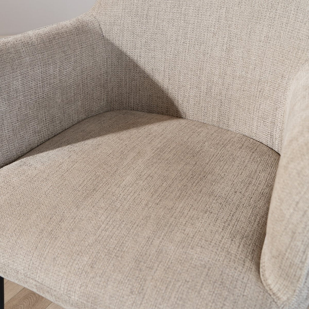 Scandinavische eetkamerstoel Lars taupe gerecyclede stof