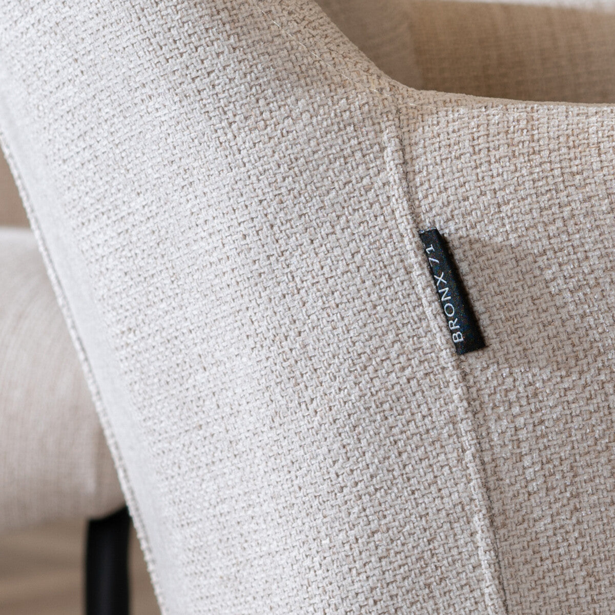 Scandinavische eetkamerstoel Sten gerecyclede stof beige