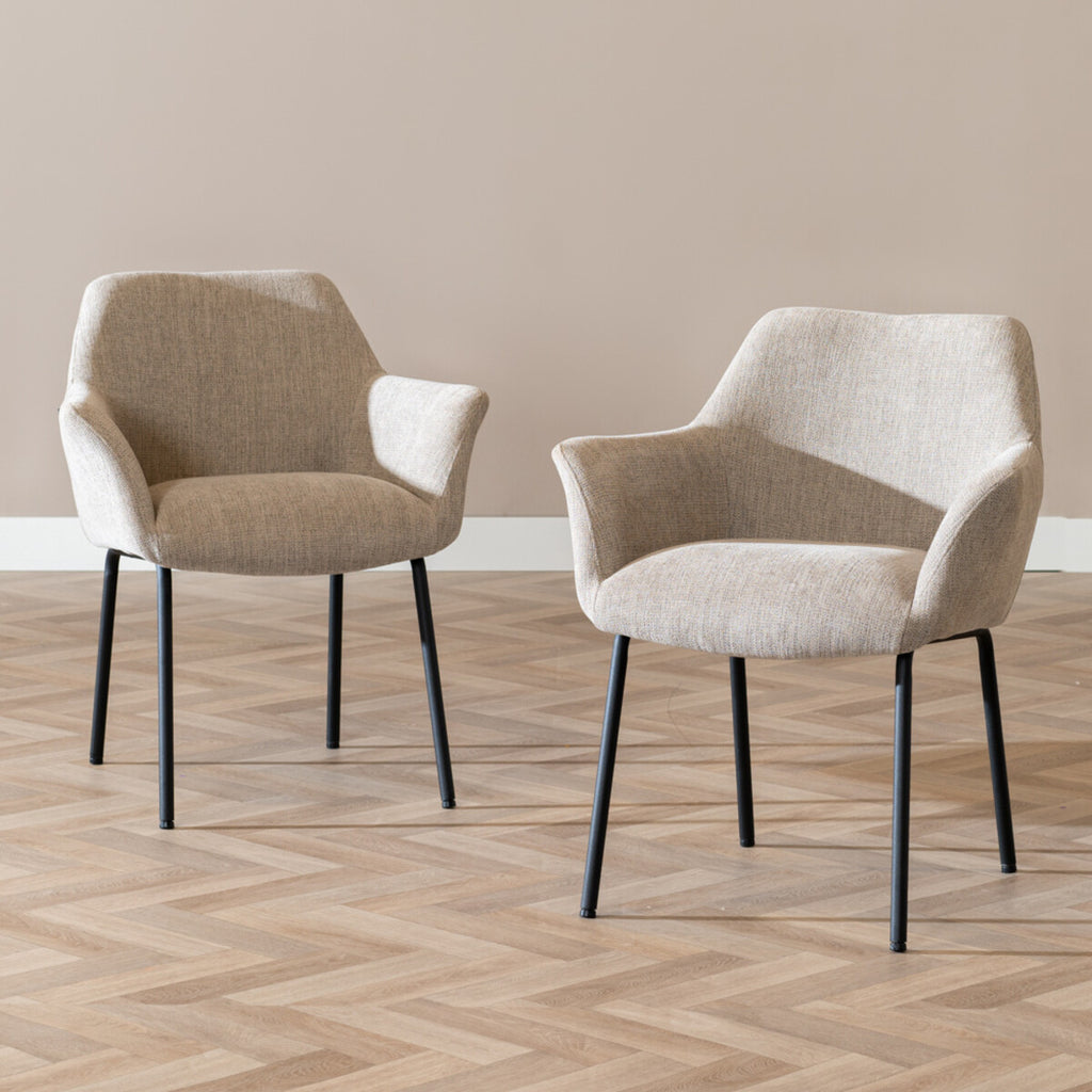 Scandinavische eetkamerstoel Sten gerecyclede stof taupe