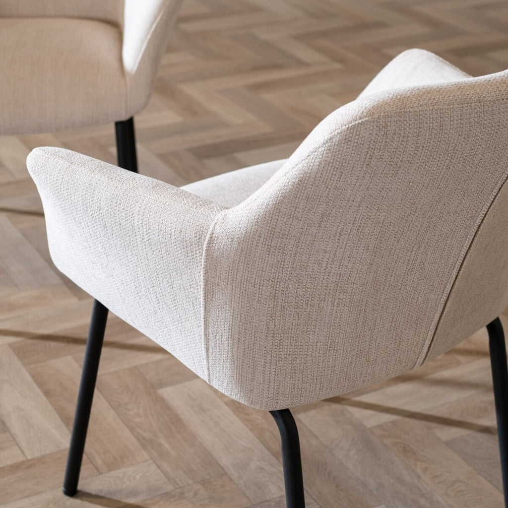 Scandinavische eetkamerstoel Sten gerecyclede stof beige