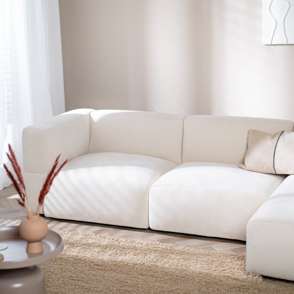 Scandinavische hoekbank Karla off white rechts 3-zits