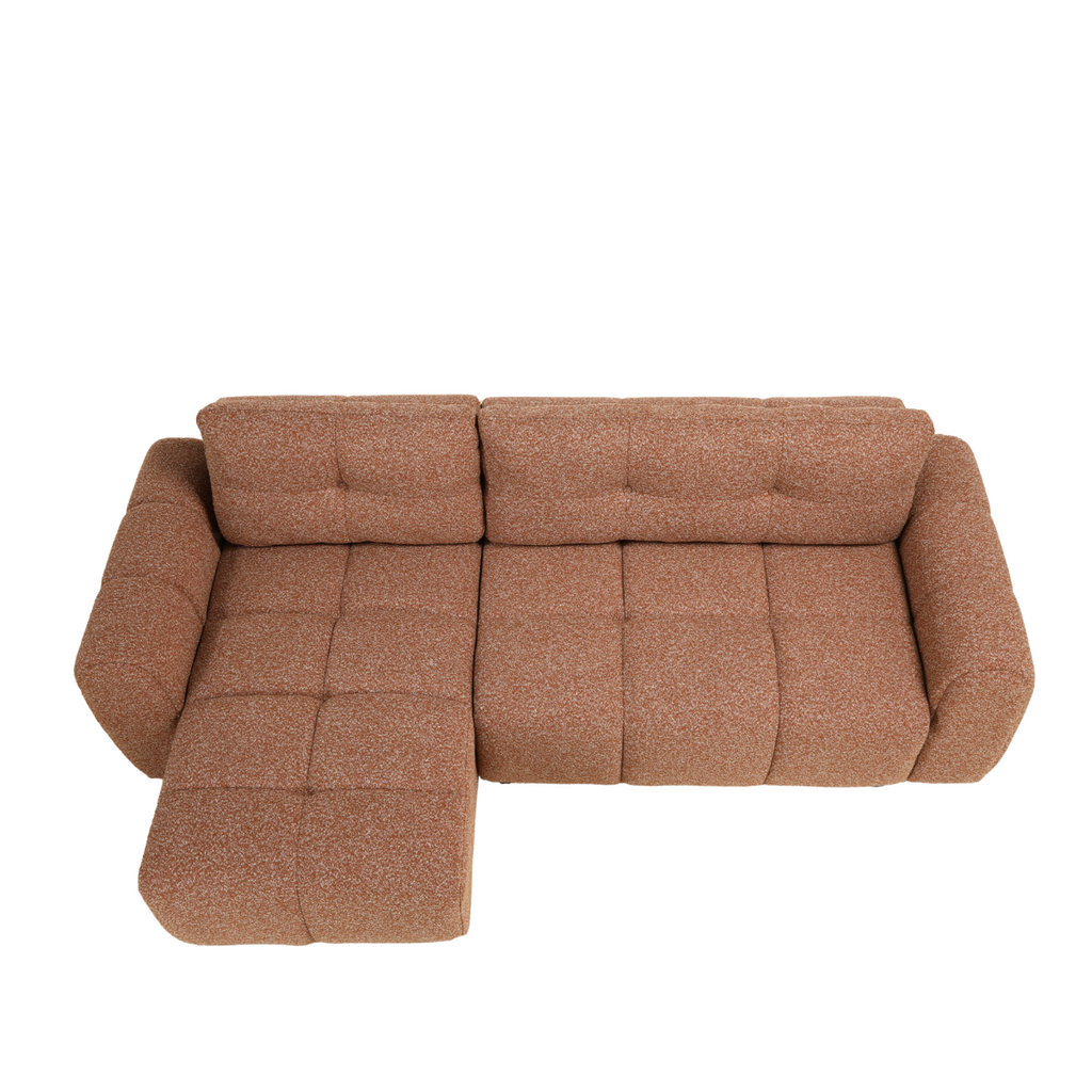 Slaapbank 2 persoons Inka terracotta bouclé mélange links/rechts