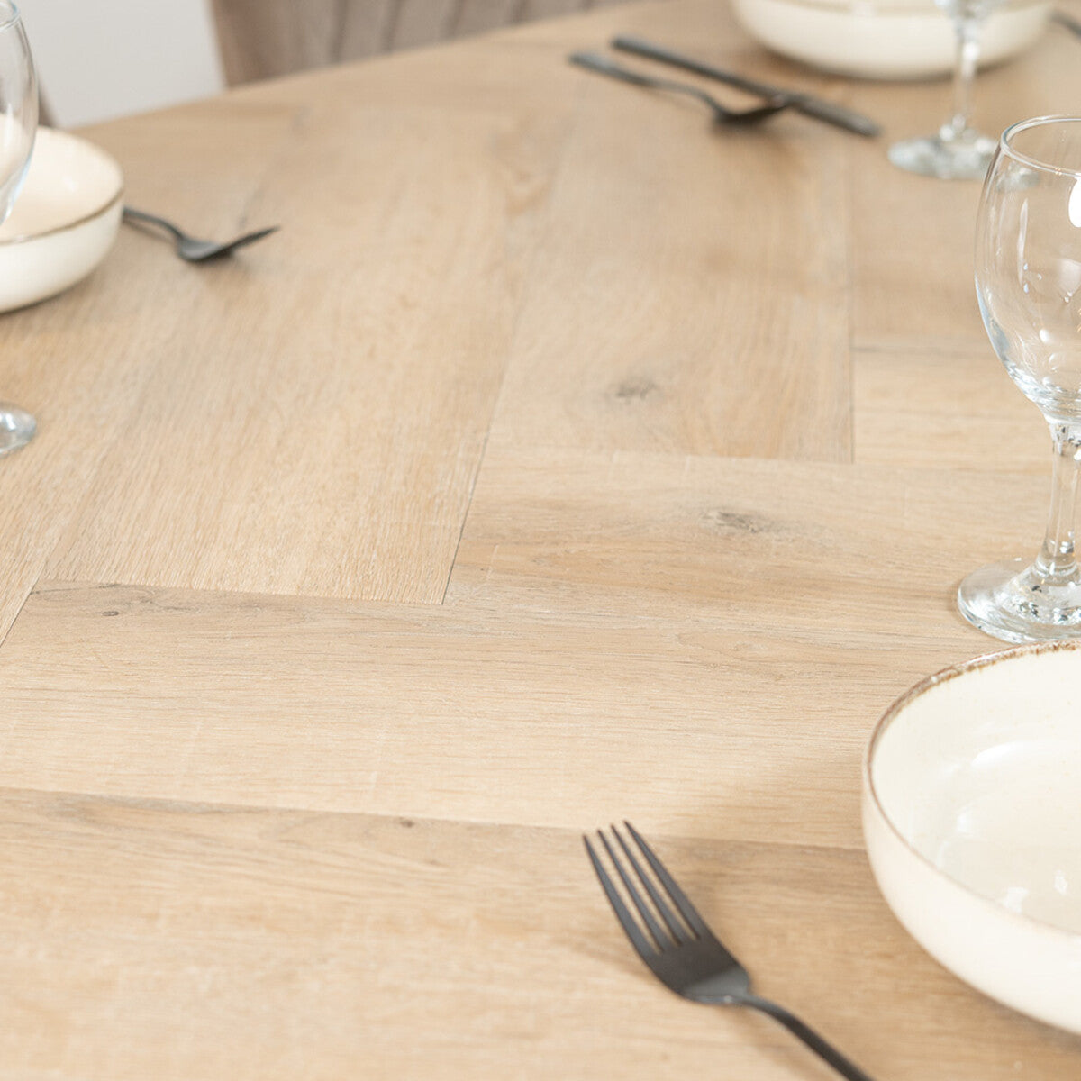 Tafelblad Deens ovaal visgraat Janne PVC 280 x 110 cm