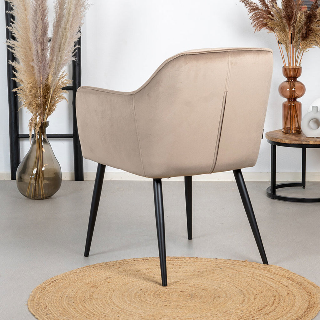 Velvet eetkamerstoel Fiona taupe