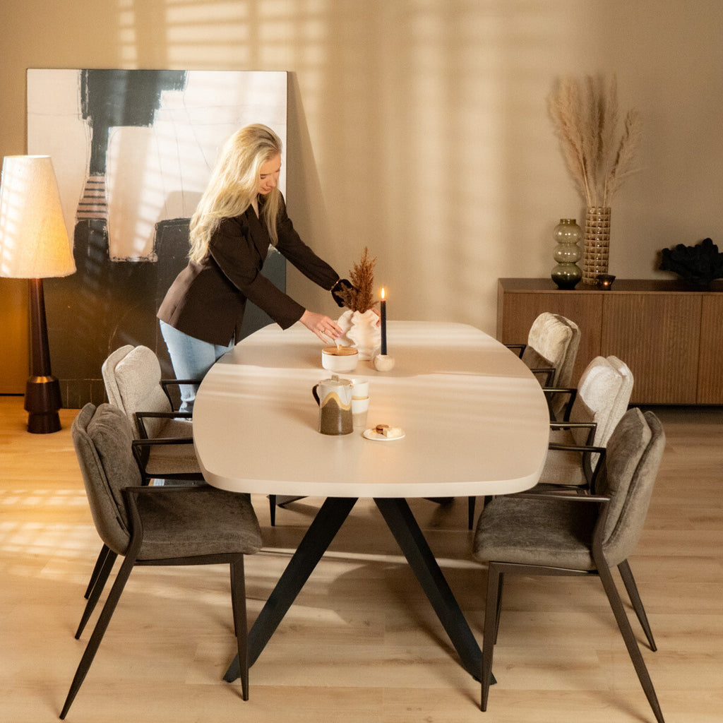 Velvet eetkamerstoel Trevi taupe
