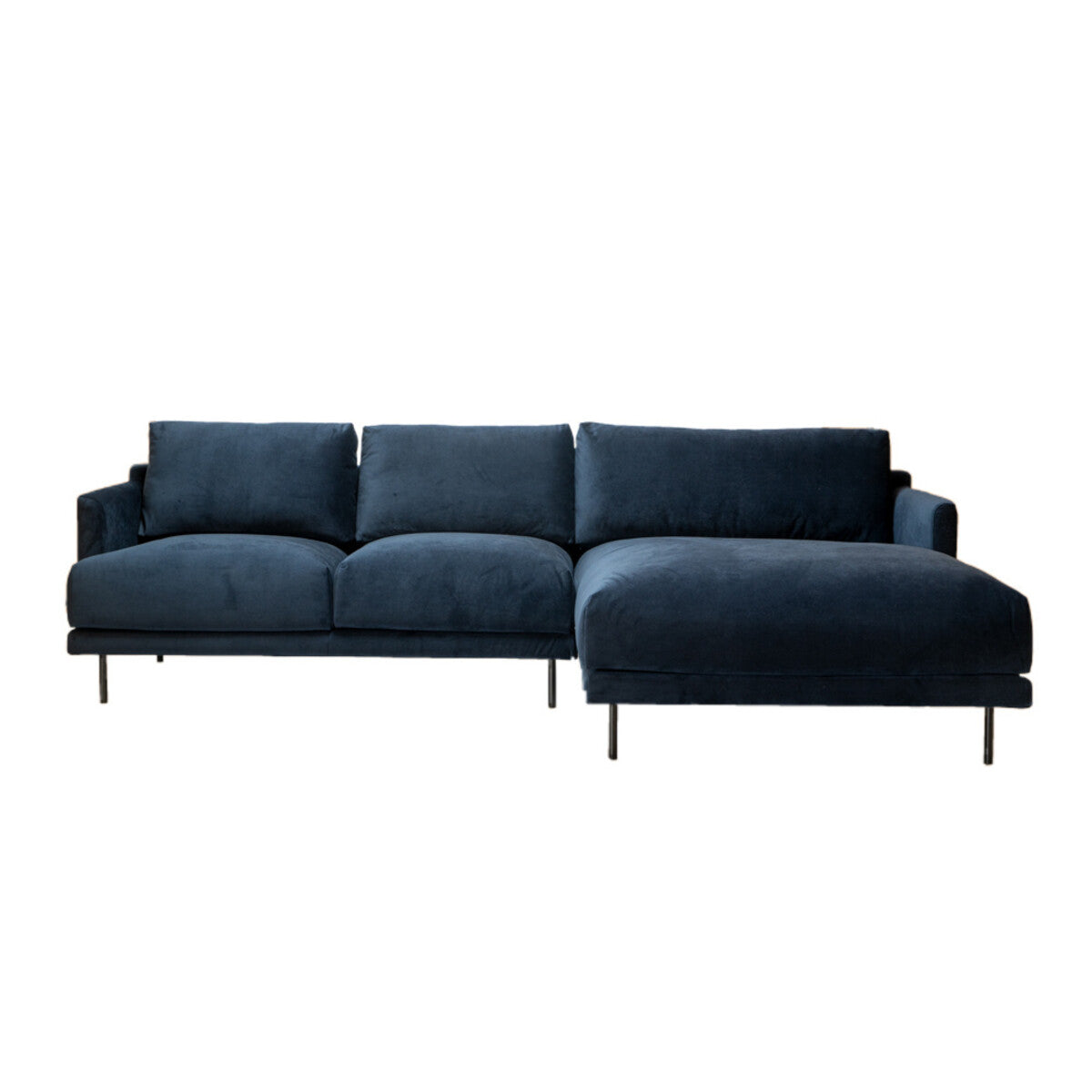 Velvet hoekbank Denver blauw rechts