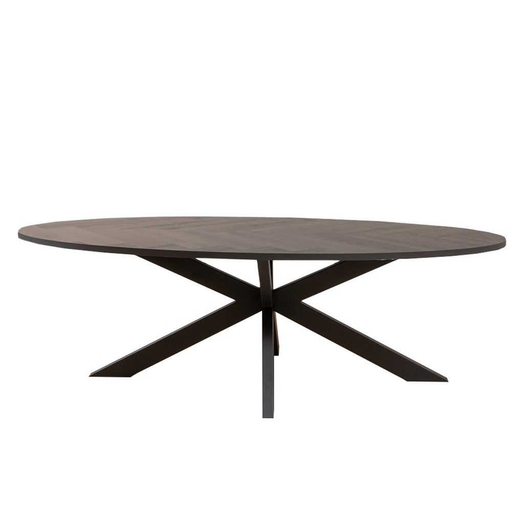 Visgraat eettafel zwart ovaal Joren PVC zwart 280 x 110 cm