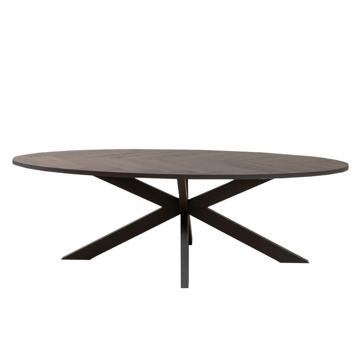 Visgraat eettafel zwart ovaal Joren PVC zwart 280 x 110 cm