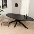 Visgraat eettafel zwart ovaal Joren PVC zwart 280 x 110 cm